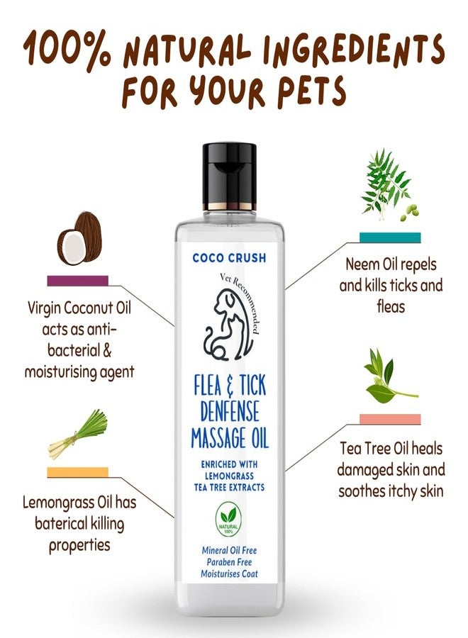 Coco Crush 100% Natural Flea & Tick Defense Massage Oil with Steel Comb | for All Types of Dogs & Cats | Anti Itch Oil with Coconut, Neem & Lemongrass | 100% Pure, Organic, Paraben Free (100ML + Comb) - Image 3